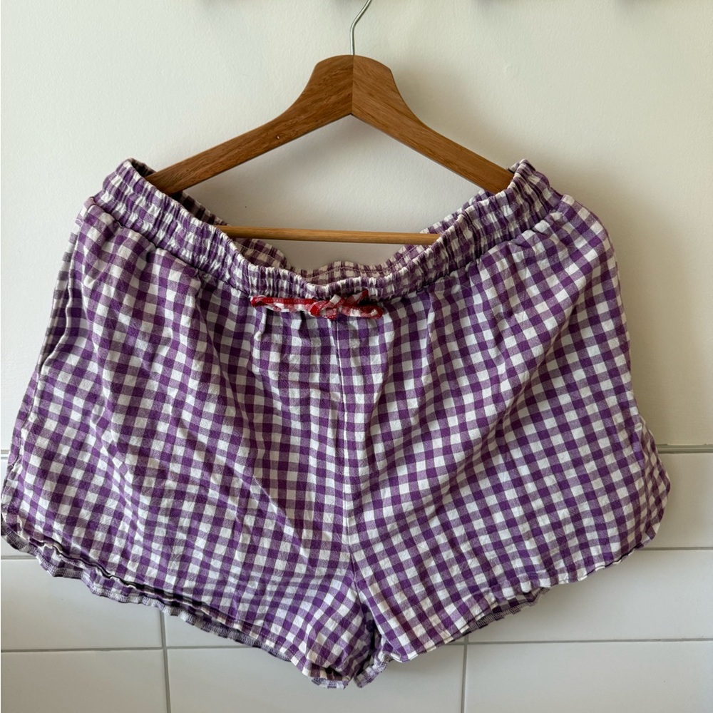 Purple Checkered Women's Athletic Shorts